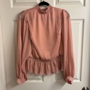 Hyfve Elegant Pink Ruffled Women's Top